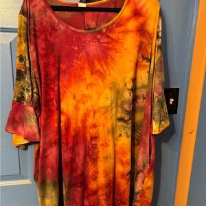 Plus tie dye midi dress with pockets